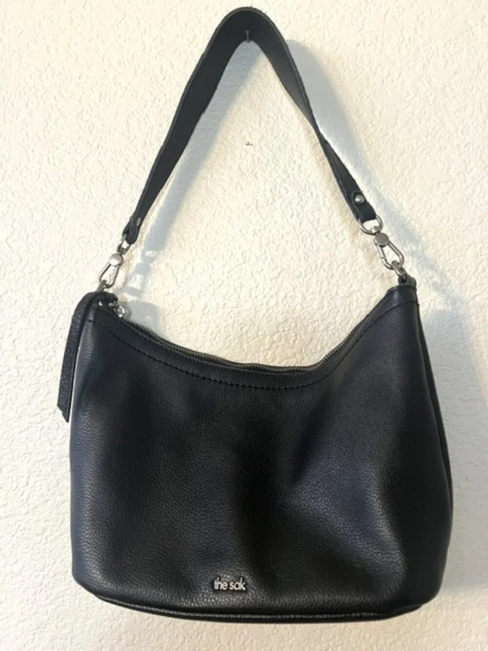 The Sak Jasmine Pebbled Black Leather Hobo Bag